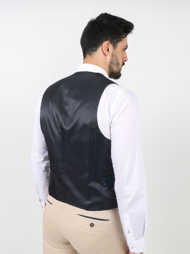 Micro pattern waistcoat with lapel collar