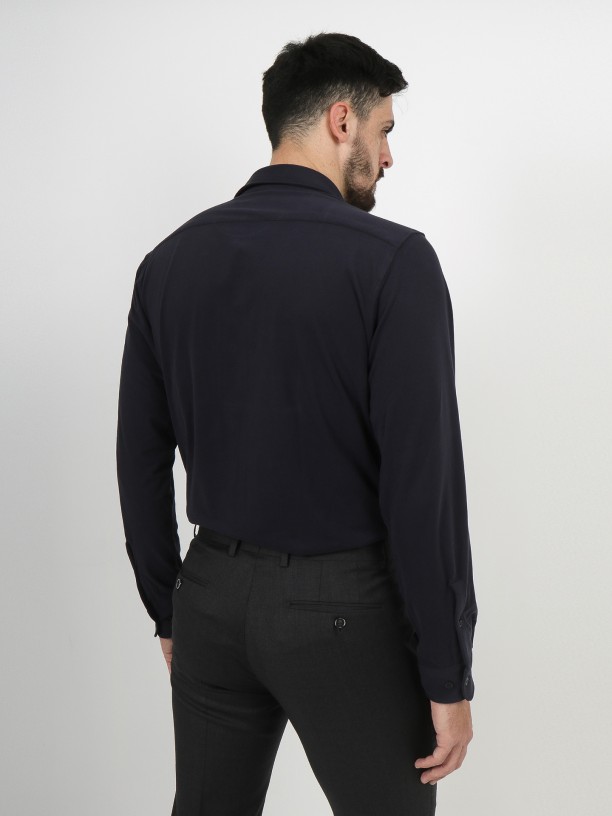 Slim fit light knit fabric shirt
