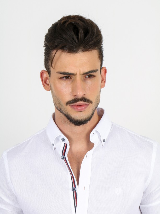 Camisa lisa micro estrutura de algodão Camisa lisa micro estrutura de algodão