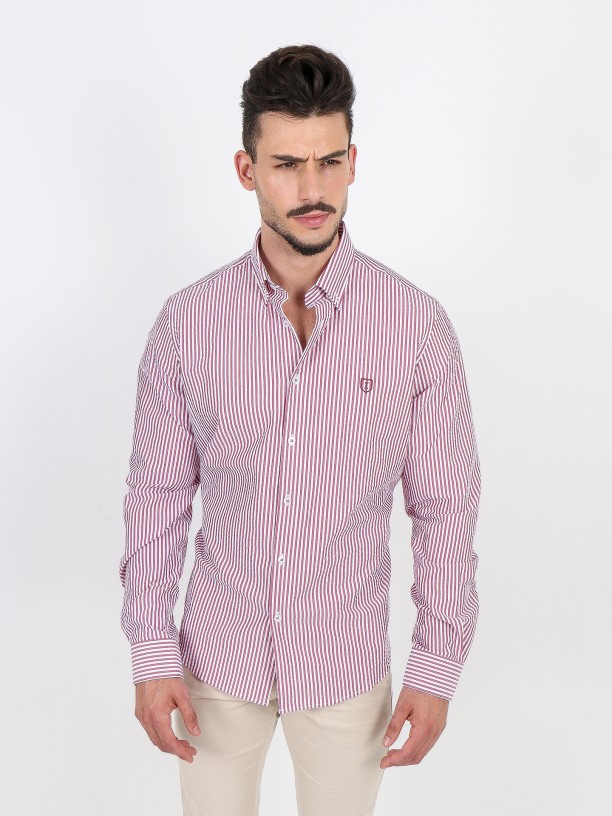 Camisa de algodão às riscas Camisa de algodão às riscas