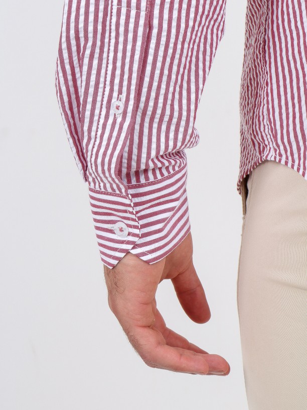 Camisa de algodão às riscas Camisa de algodão às riscas