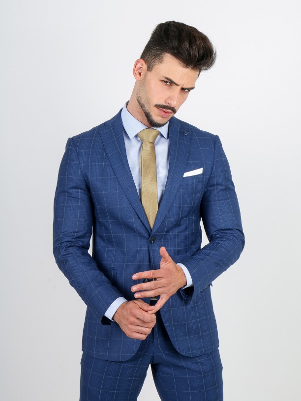 Traje de estampado cuadros slim fit Traje de estampado cuadros slim fit