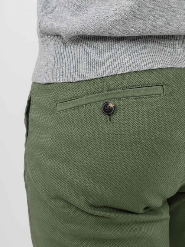 Calças chino algodão estruturado slim fit Calças chino algodão estruturado slim fit