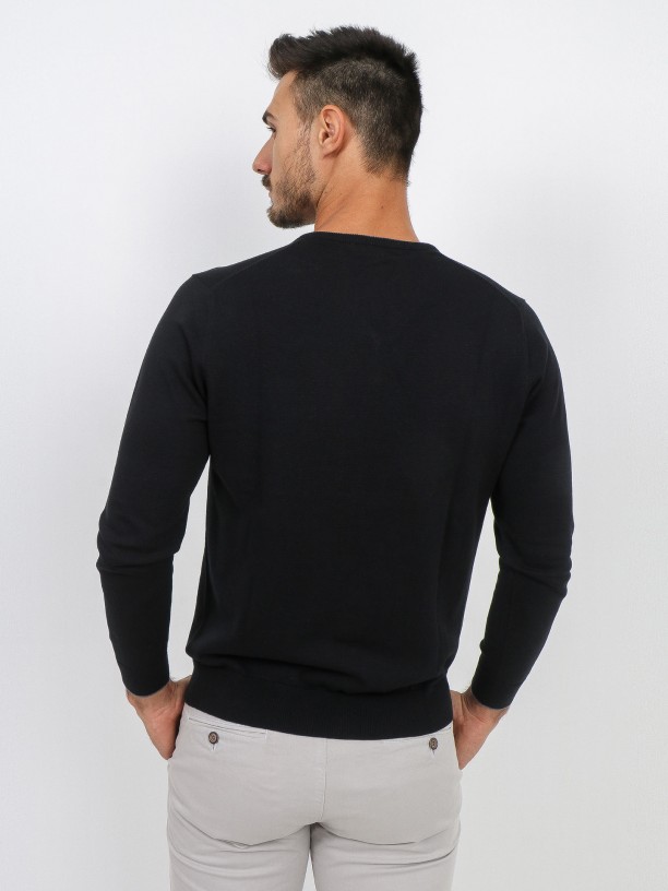 Camisola de malha algodão com contraste Camisola de malha algodão com contraste