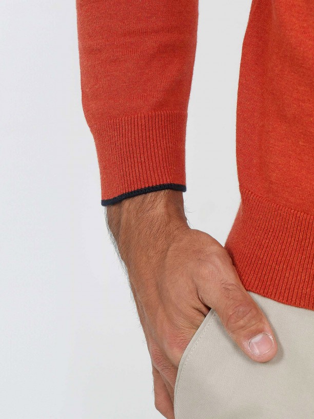 Camisola de malha algodão com contraste Camisola de malha algodão com contraste
