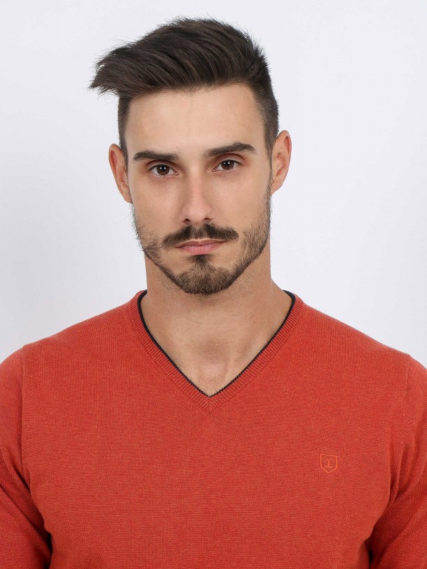 Camisola de malha algodão com contraste Camisola de malha algodão com contraste