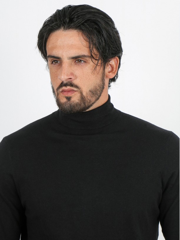 Jersey de cuello cisne algodón y cachemira Jersey de cuello cisne algodón y cachemira