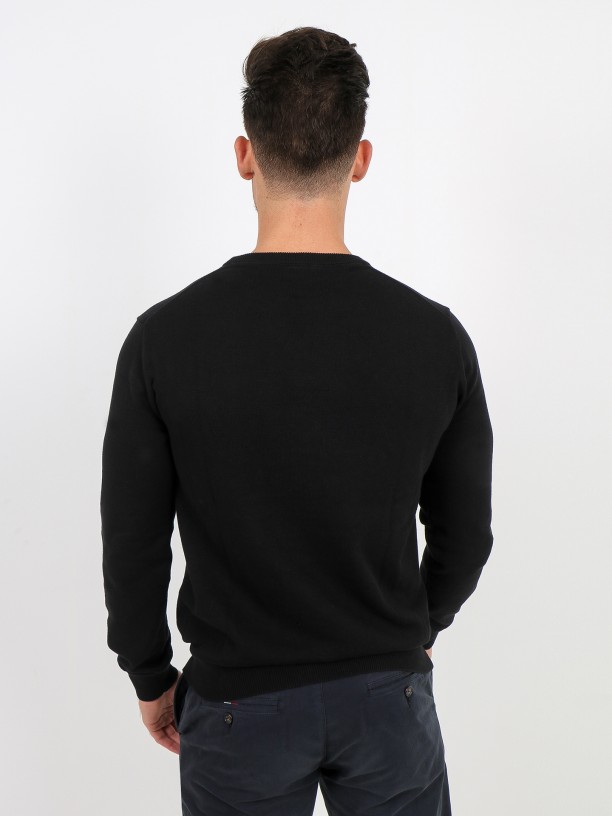 Jersey de punto algodón cuello redondo Jersey de punto algodón cuello redondo
