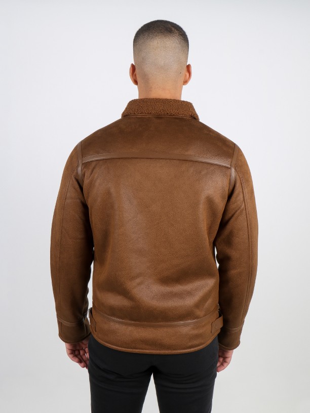 Aviator jacket with leather details Aviator jacket with leather details