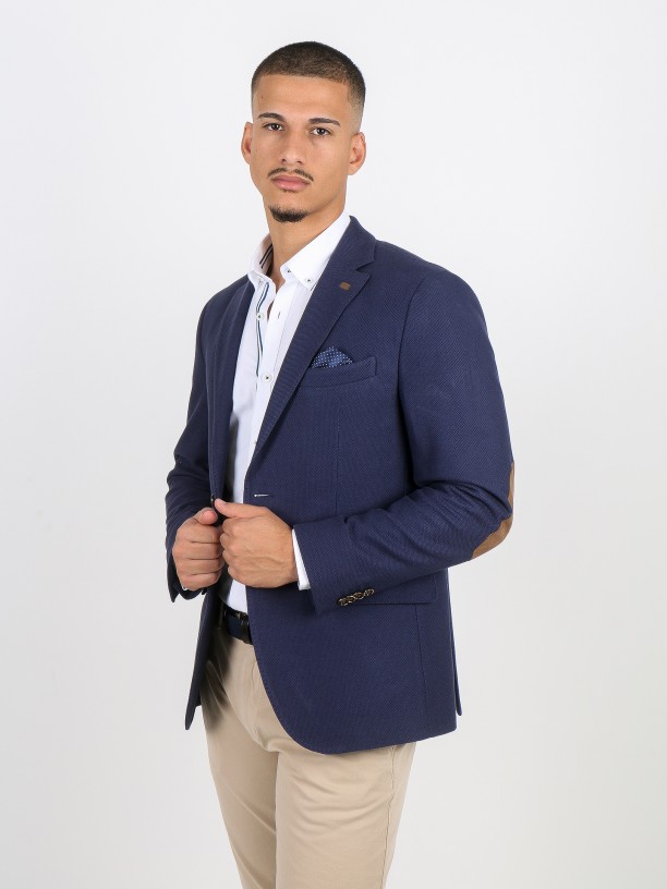 Structured cotton blazer with elbow pads