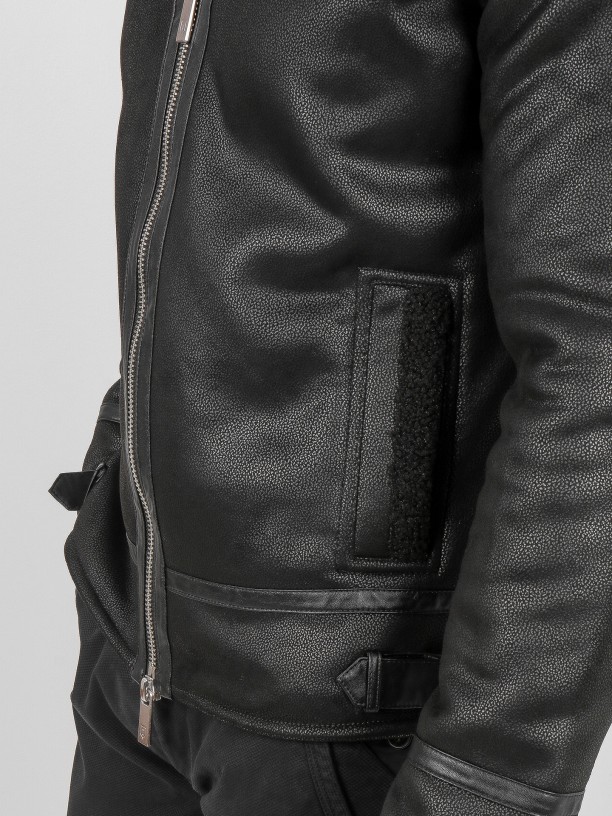 Aviator jacket with leather details Aviator jacket with leather details