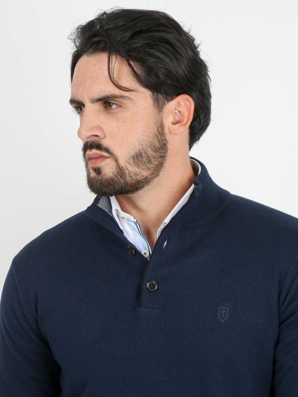 Camisola de malha meio fecho por botões Camisola de malha meio fecho por botões