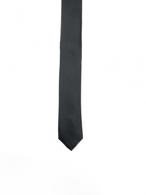 Plain slim tie