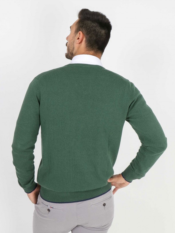 Camisola de malha algodão com contraste Camisola de malha algodão com contraste