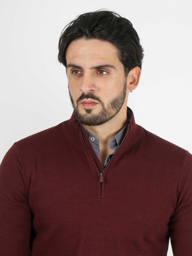 Camisola de malha meio fecho por zip Camisola de malha meio fecho por zip