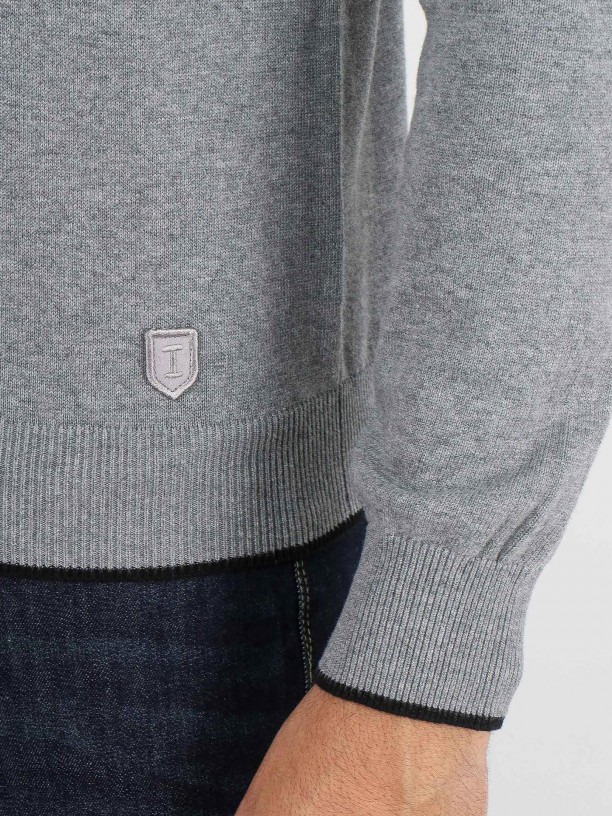Camisola de malha algodão com cotoveleira Camisola de malha algodão com cotoveleira