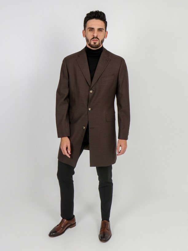 Wool overcoat with pattern