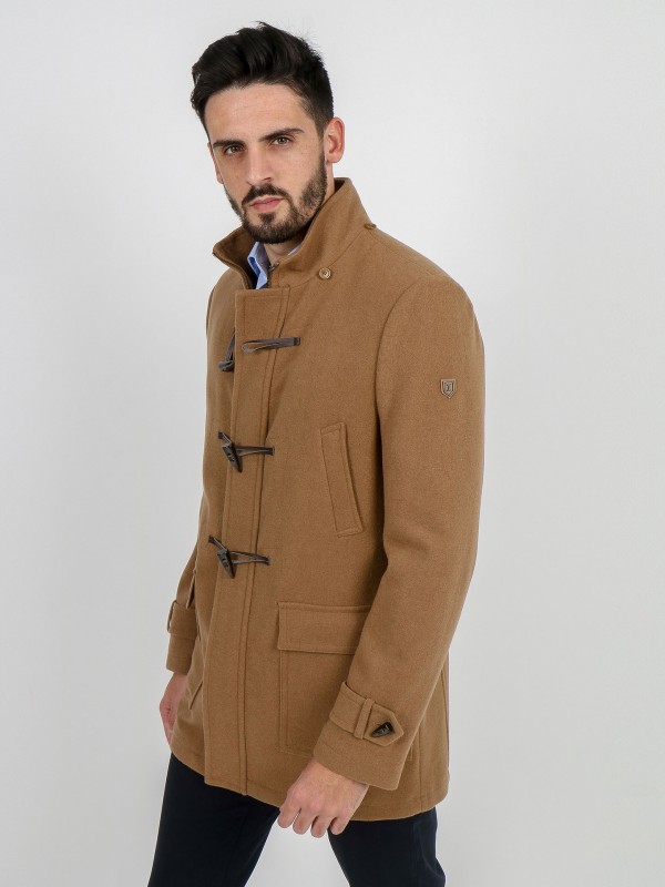 Wool duffel coat with hood