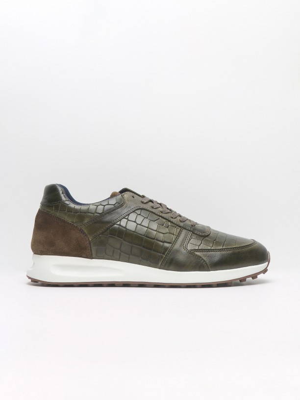 Combined leather sneakers with pattern Combined leather sneakers with pattern