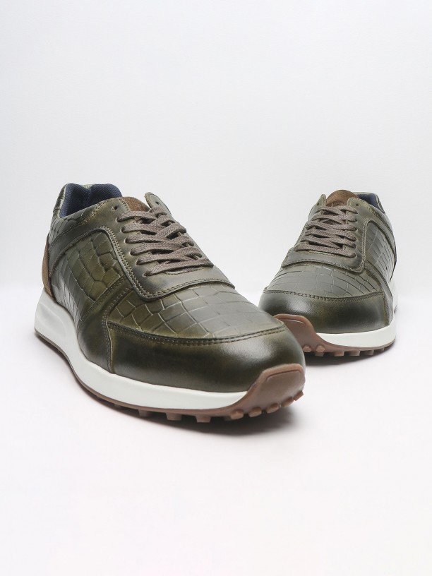Combined leather sneakers with pattern Combined leather sneakers with pattern