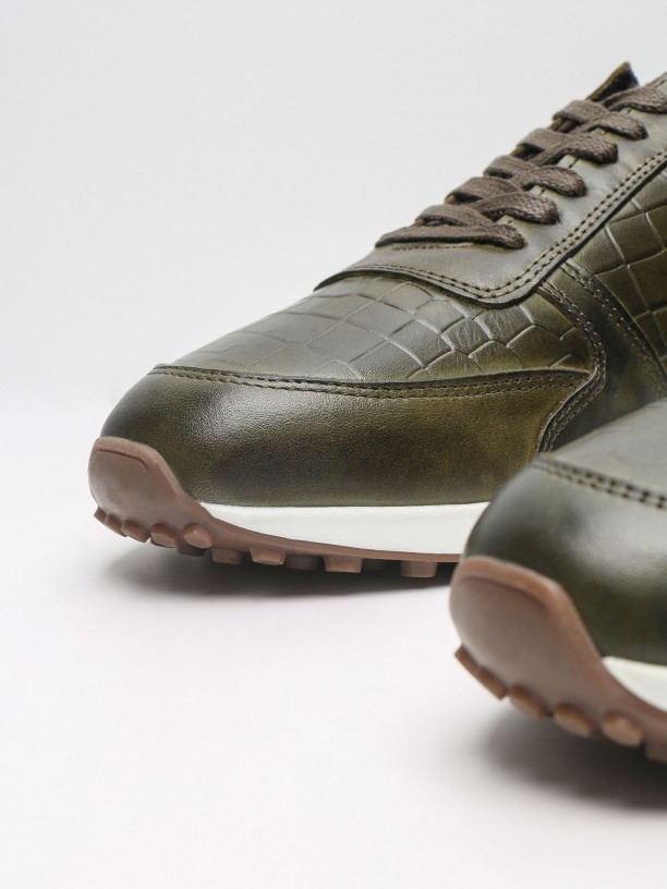 Combined leather sneakers with pattern Combined leather sneakers with pattern