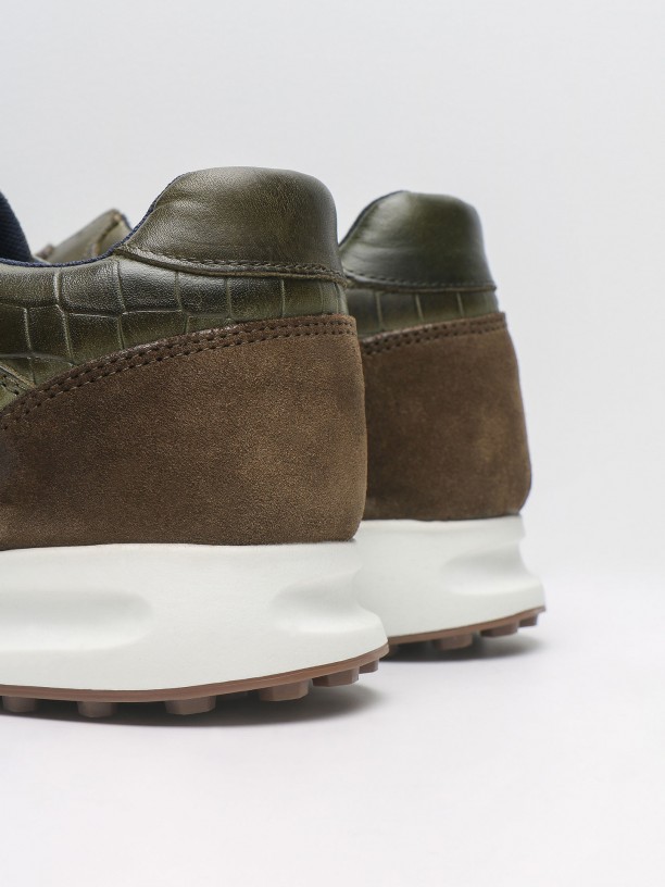 Combined leather sneakers with pattern Combined leather sneakers with pattern
