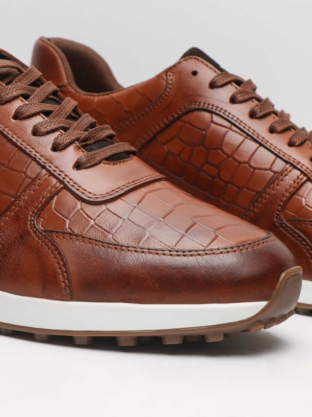 Combined leather sneakers with pattern Combined leather sneakers with pattern