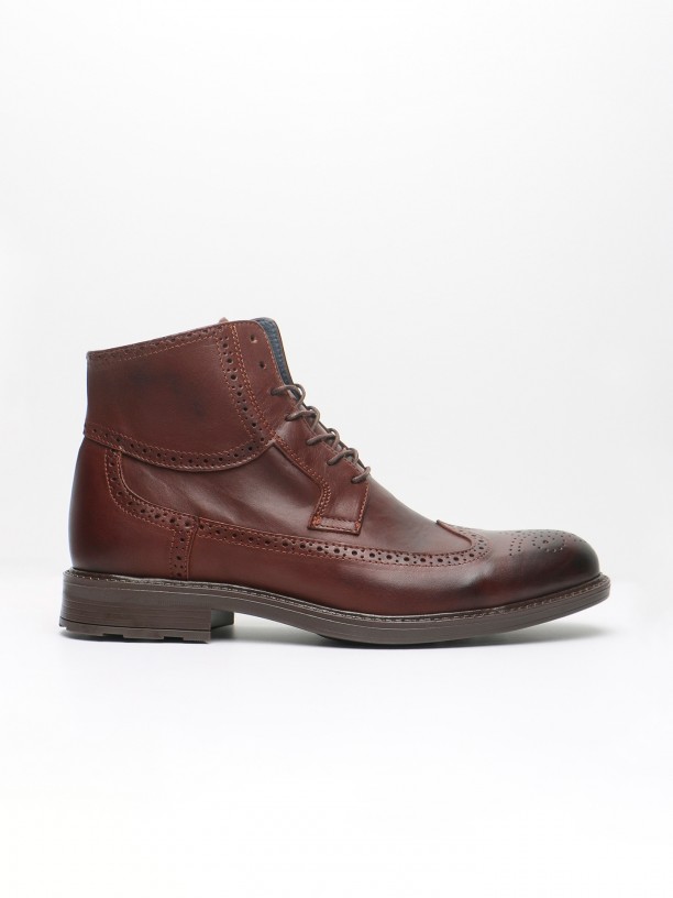 Leather brogue boots