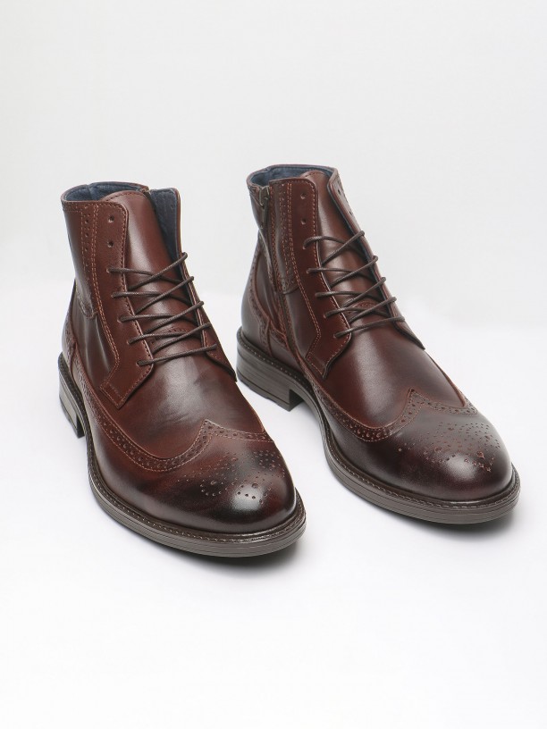 Leather brogue boots