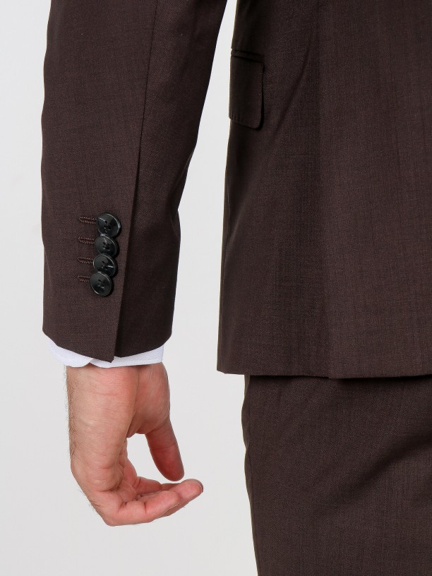 Fato liso slim fit 100% lã Fato liso slim fit 100% lã