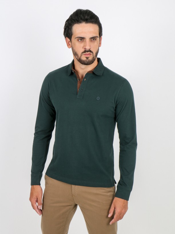 Polo de manga comprida 100% algodão Polo de manga comprida 100% algodão