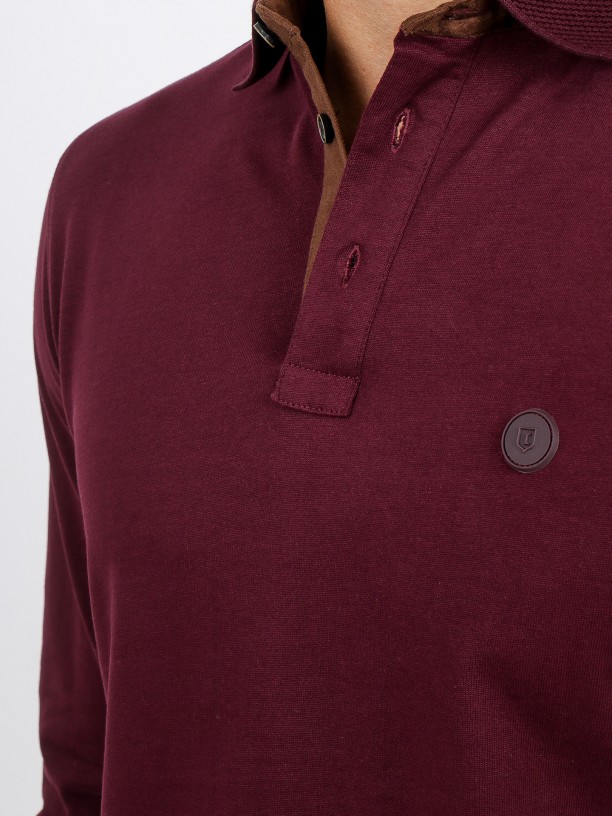 Polo de manga comprida 100% algodão Polo de manga comprida 100% algodão