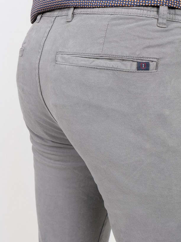 Calças chino slim fit algodão cintura elástica Calças chino slim fit algodão cintura elástica
