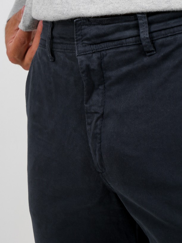 Slim fit elastic waist cotton chino trousers Slim fit elastic waist cotton chino trousers