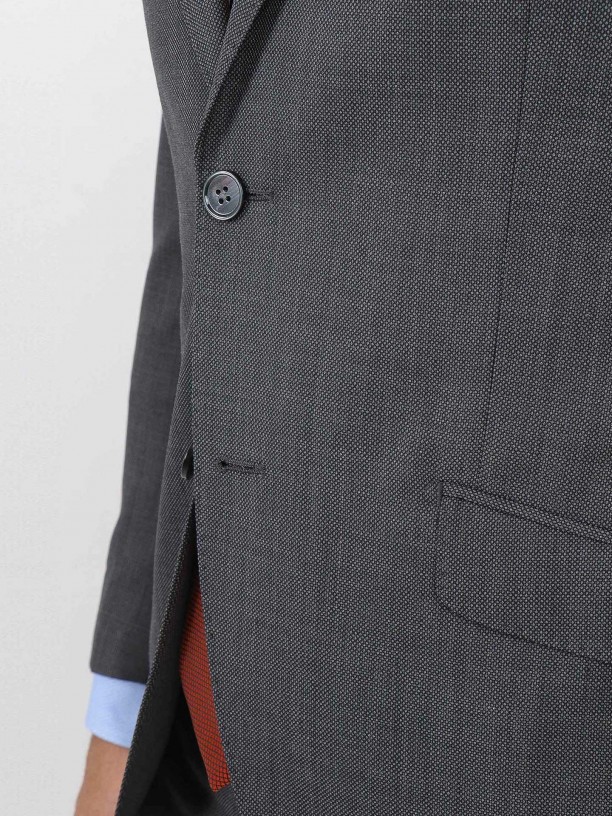 Regular fit micro pattern wool suit