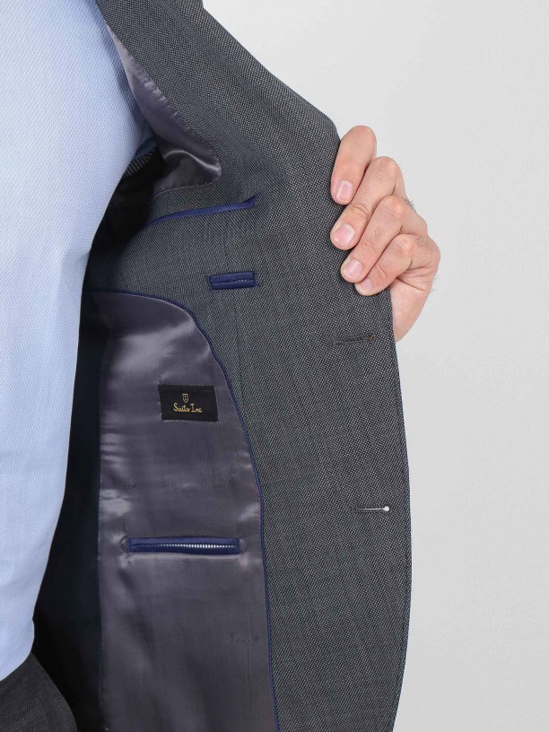Regular fit micro pattern wool suit