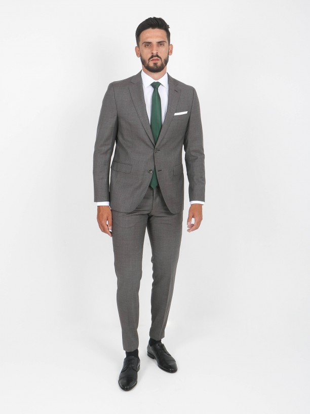 Fato de micro padrão regular fit 100% lã Fato de micro padrão regular fit 100% lã