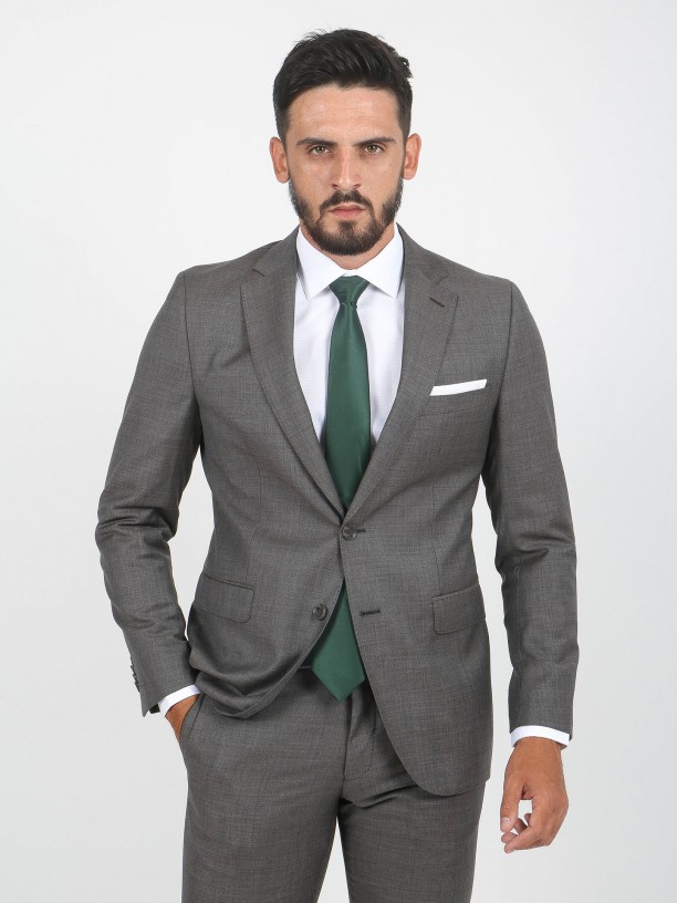 Fato de micro padrão regular fit 100% lã Fato de micro padrão regular fit 100% lã