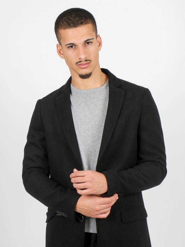 Sobretudo slim fit lapela clássica Sobretudo slim fit lapela clássica