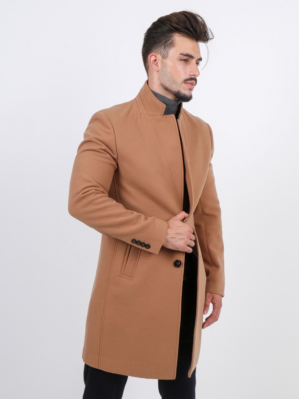 Slim fit overcoat inverted lapel