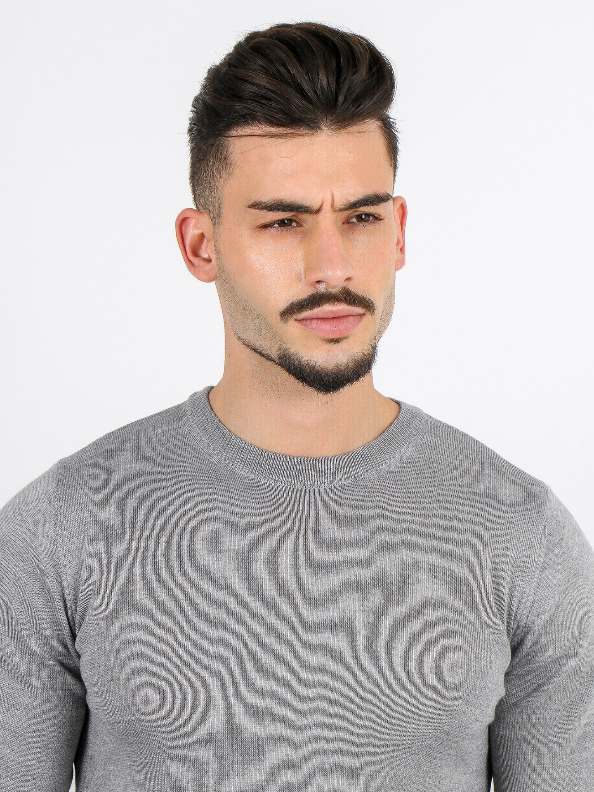 Camisola de malha lã gola redonda