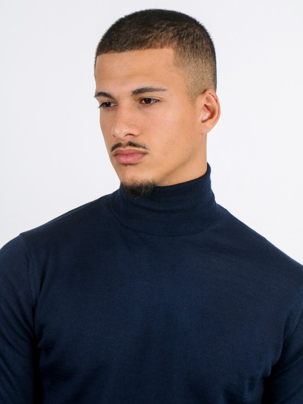 High neck cotton wool sweater