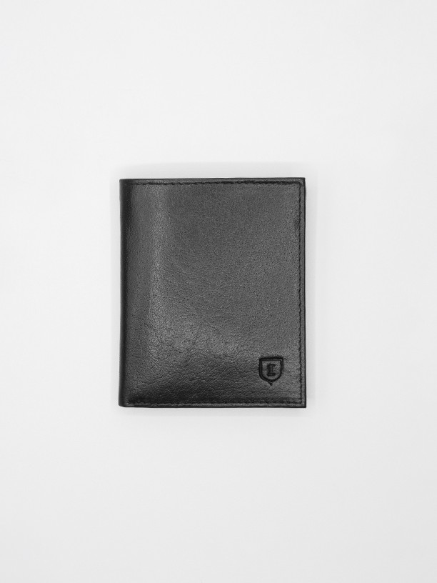 Folding leather card holder