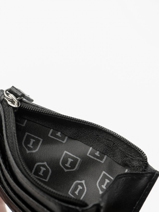 Leather card and coin holder
