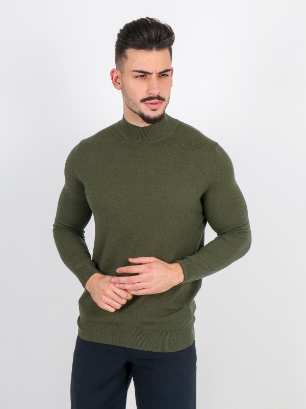 Mock turtleneck cotton cashmere sweater
