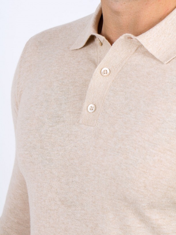Cotton silk long-sleeved polo Cotton silk long-sleeved polo