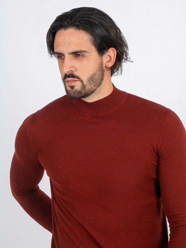 Mock turtleneck cotton cashmere sweater