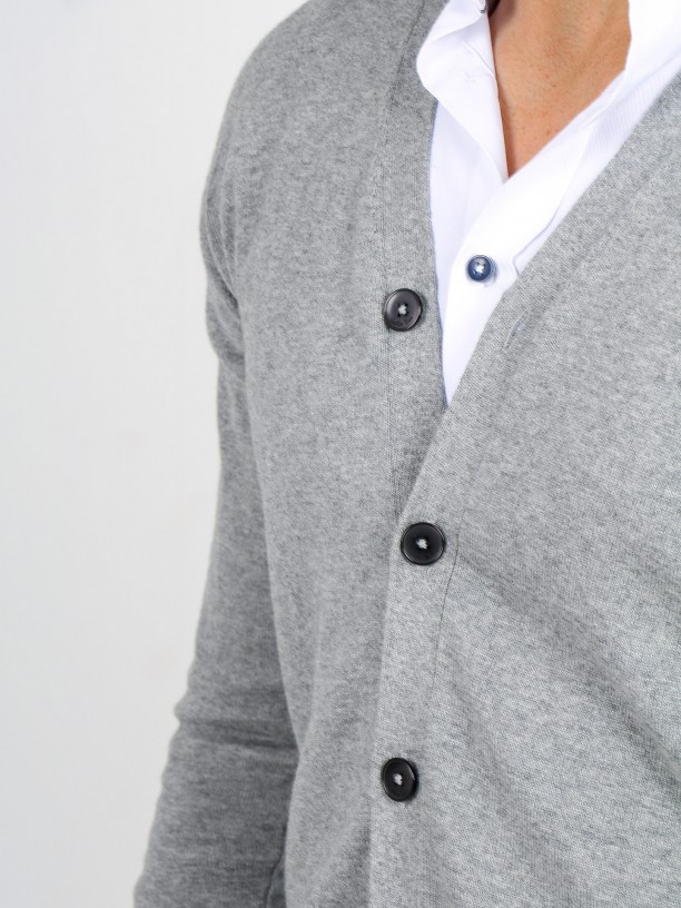 Cotton and cashmere knit cardigan