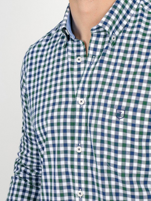 Plaid pattern cotton shirt