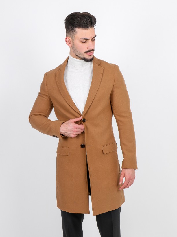 Slim fit overcoat classic lapel